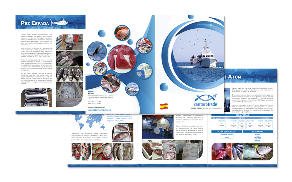 Diseño, maquetación e impresión de tríptico A4 Canterotrade
